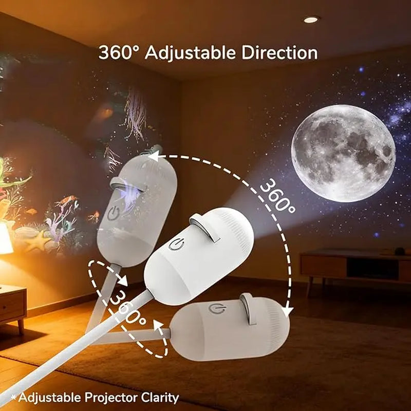 2-in-1 Galaxy Projector – Transform any room with a stunning starry sky display. Features dual lighting modes, relaxing night light effects, and USB power for easy use. Perfect for bedrooms, gaming setups, parties, or cozy nights in.