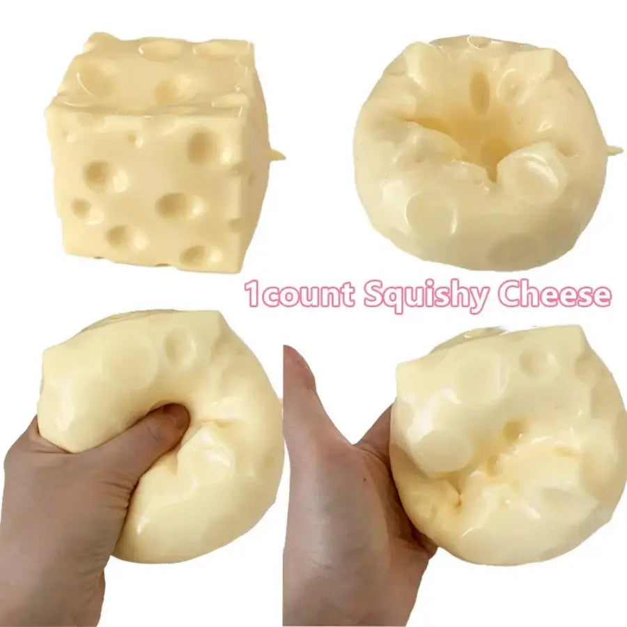 2026 New Moldable Cheese Stress Toy – Soft, squishy, and fun to squeeze. This giant yellow ASMR pressure ball helps relieve stress while keeping your hands busy. Perfect for relaxing, fidgeting, and sensory play.