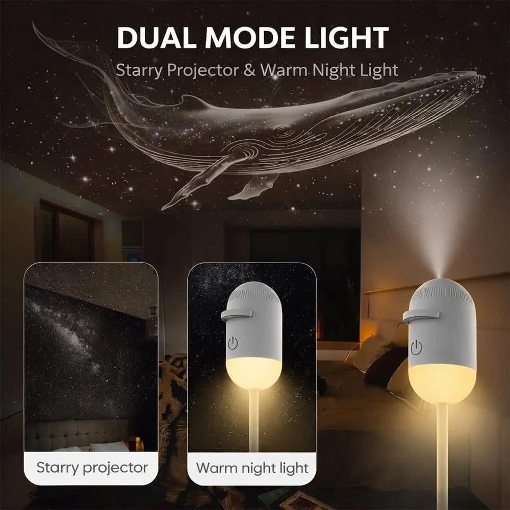 2-in-1 Galaxy Projector – Transform any room with a stunning starry sky display. Features dual lighting modes, relaxing night light effects, and USB power for easy use. Perfect for bedrooms, gaming setups, parties, or cozy nights in.
