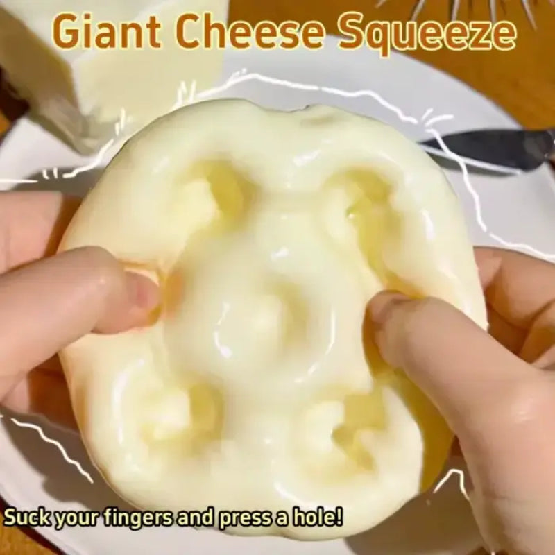 2026 New Moldable Cheese Stress Toy – Soft, squishy, and fun to squeeze. This giant yellow ASMR pressure ball helps relieve stress while keeping your hands busy. Perfect for relaxing, fidgeting, and sensory play.