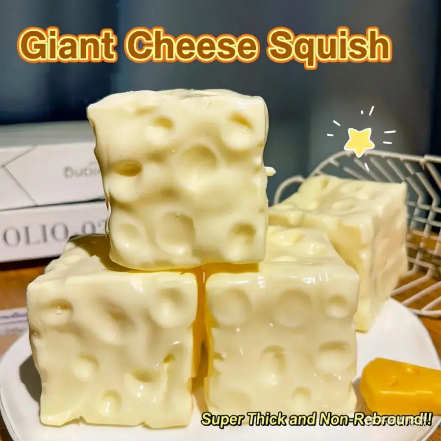 2026 New Moldable Cheese Stress Toy – Soft, squishy, and fun to squeeze. This giant yellow ASMR pressure ball helps relieve stress while keeping your hands busy. Perfect for relaxing, fidgeting, and sensory play.